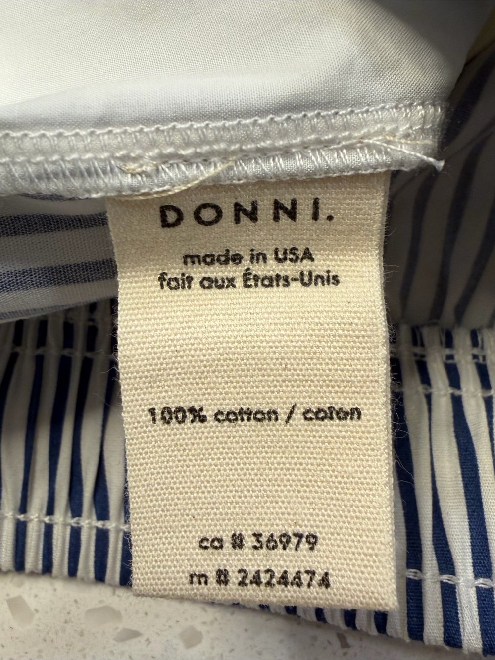 Donni Pop Pants Navy Stripe Cotton Wide Leg Pull On Pants NWT Small - Picture 11 of 12